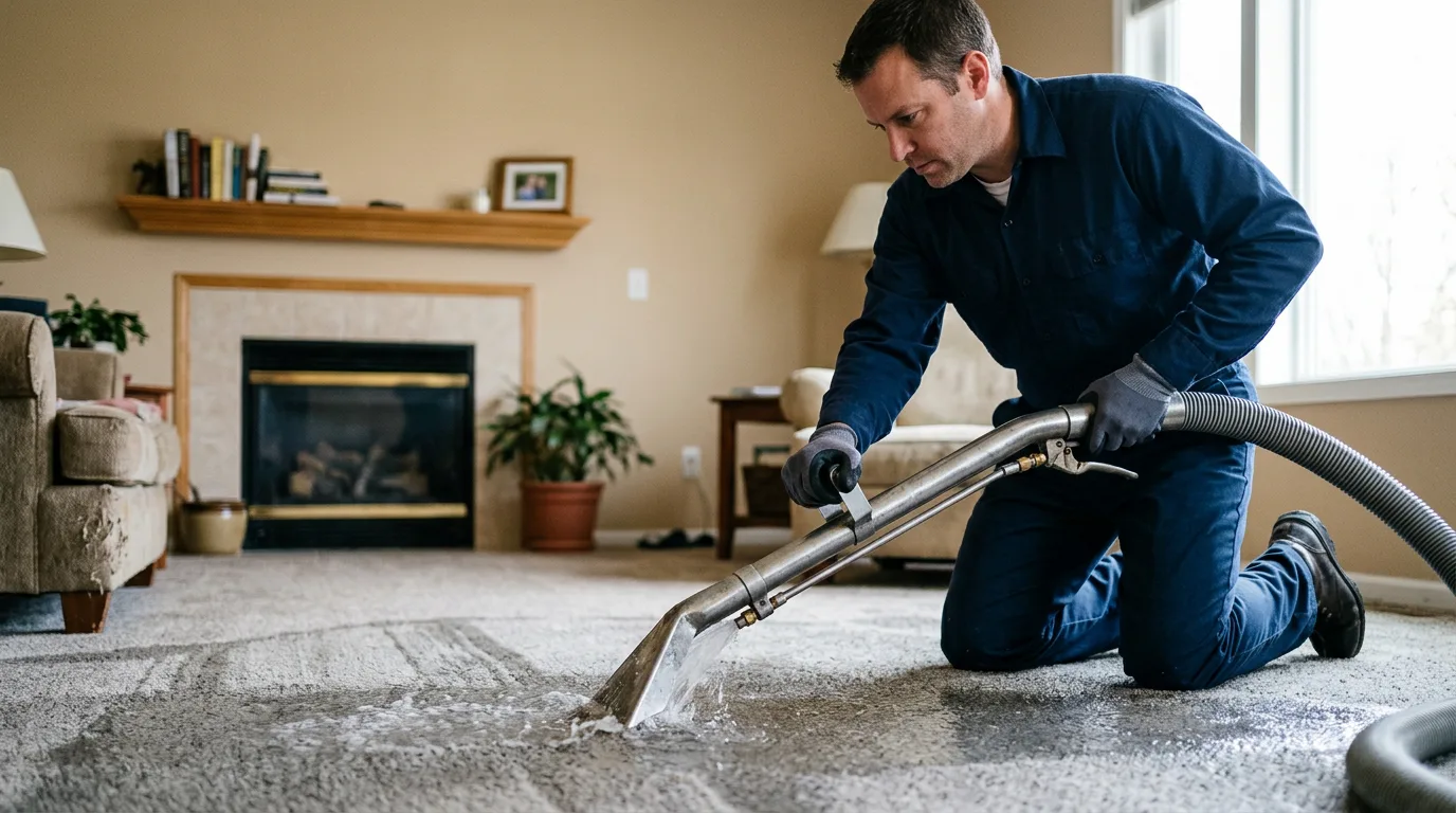 Water damage restoration technician working near Mcmillan, MI